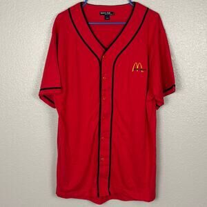 Retro Sport Tek Port Authority Size Large Red McDonald’s Cotton Racing Jersey